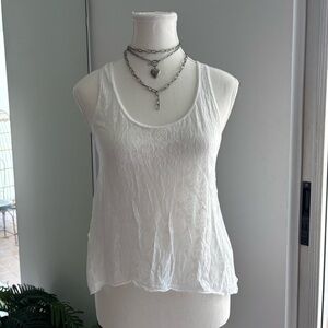 Hollister White Crinkle Tank Top